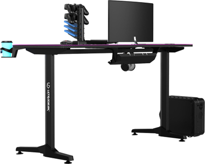 Tavolinë gaming Ultradesk Frag V3, 140 cm, me menaxhim kabllosh, e zezë me rozë