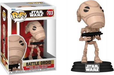 Figurë Funko Pop Star Wars Battle Droid 703, 10 cm, ngjyrë kafe