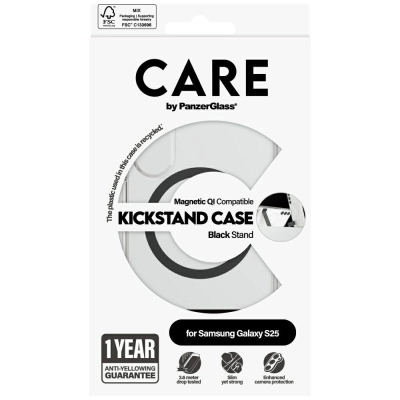 Mbrojtëse telefoni PanzerGlass CARE, për Samsung Galaxy S25, me këmbë mbajtëse, e tejdukshme