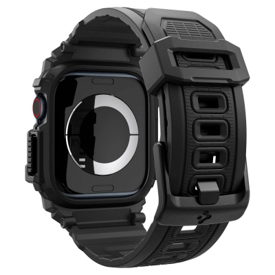 Mbrojtëse me rrip Spigen Rugged Armor Pro, për Apple Watch 10 46mm, TPU, e zezë mat