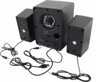 Altoparlantë 2.1 Blow MS27, USB microSD, LED blu, të zinj