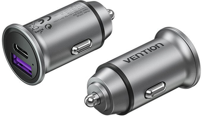 Karikues makine Vention Two Port USB A C, 60W, karikim i shpejt, gri