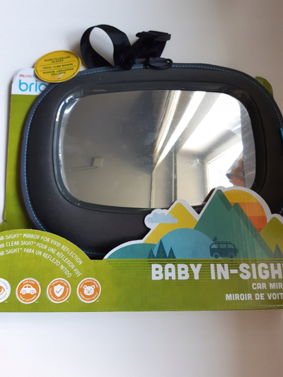 Автомобилско огледало за бебиња Brica Baby In-Sight, монтажа на задно седиште, мека рамка, црно
