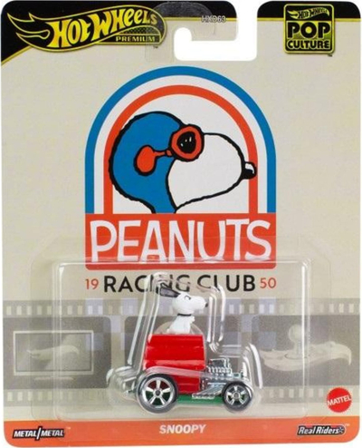 Makina lodër Hot Wheels Premium Peanuts Snoopy, diecast, shkalla 1:64, e kuqe