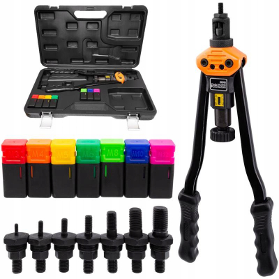 Riveter dore RICHMANN M3 M12, set profesional, me kuti transporti, portokalli e zezë