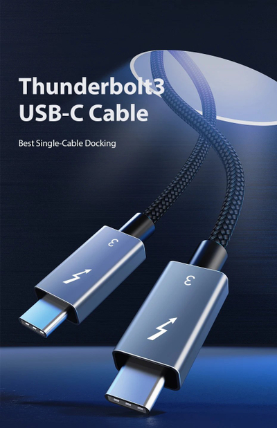 Kabllo USB-C Extra Digital CA913336, Thunderbolt 3, 1 m, e zezë