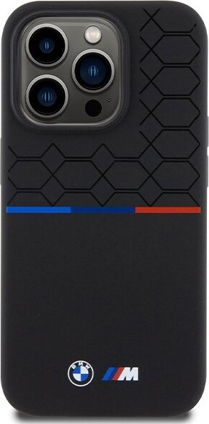 Këllëf telefoni BMW BMHMP15L22SMPK për iPhone 15 Pro 6.1", silikon, MagSafe, i zi