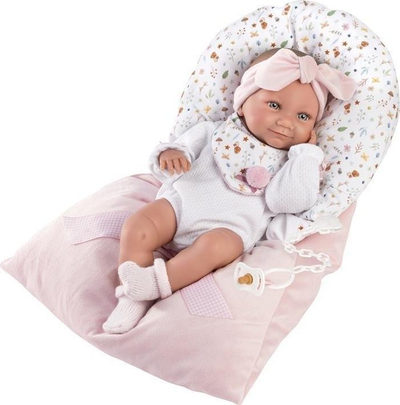 Kukull bebe Llorens Tina, vinil, 40 cm, rozë
