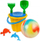 Set lodrash me rërë Spinning Top, kovë edhe vegla rëre, shumëngjyrëshe