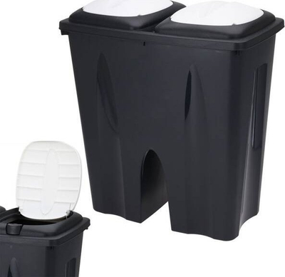 Kosh plehrash Orion, me 2 ndarje, 2x25L, plastik, i zi