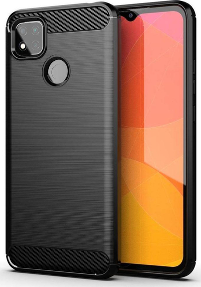 Kopertinë Forcell Carbon për Xiaomi Redmi 10, gomë e fortë, e zezë