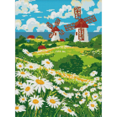 Set mozaik me diamant Ideyka Diamond Mosaic Field Of Daisies, pa kornizë, efekt 5D