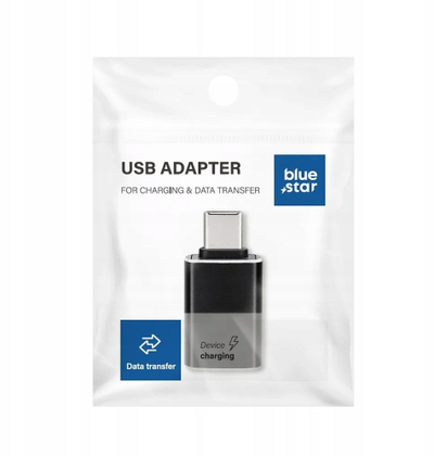 Adapter USB Blue Star USB A 3.0 në USB C, plug and play, i zi