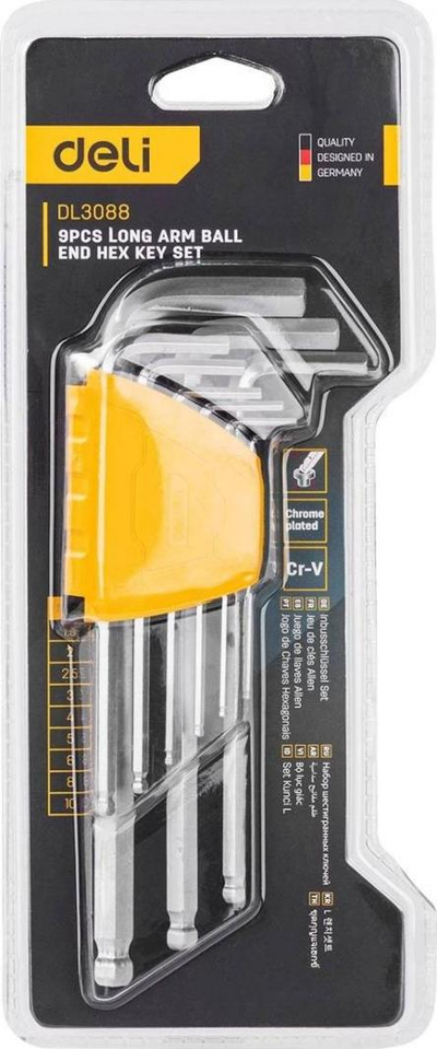 Set çelësash Deli Long Allen EDL3088, 1.5-10mm, i argjendtë