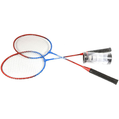 Set badminton ENERO 102, 2 raketa, 3 fluturka, i verdhë me të zi