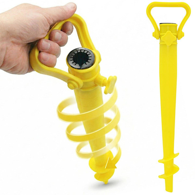 Mbajtës çadre plazhi plastik, 37cm, me spiralë vidhosëse, i verdhë