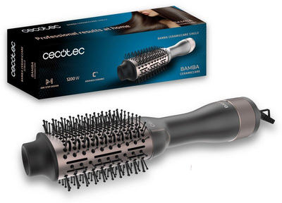 Furçë ajri e nxehtë Cecotec Bamba CeramicCare Unique, 1200W, 2 në 1, e zezë rozë