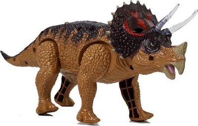 Lodër dinosaur Leantoys Triceratops, me drita, ecëse, e verdhë