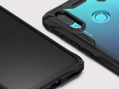 Këllëf telefoni Ringke Fusion X për Huawei P Smart 2019, material TPU dhe polikarbonat, antishok, ngjyrë e zezë