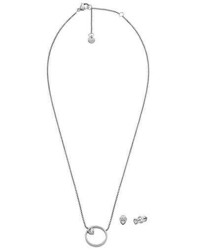 Set bizhuteri për femra Skagen, vathë + qafore, të argjendta