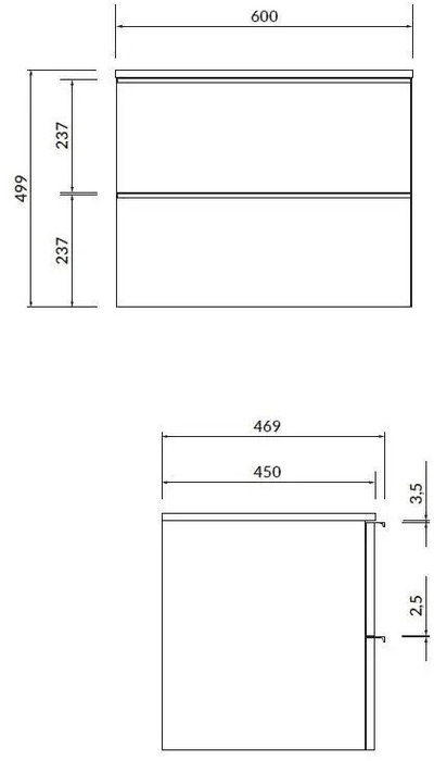 Komodë banjoje Cersanit Virgo, 60 cm, me plan sipër, e bardhë
