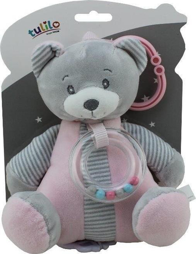 Lodra muzikore Tulilo Pink Bear, arush pelushi, 18 cm, rozë