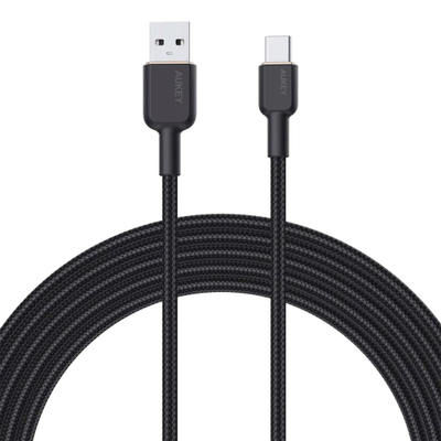 Kabllo Aukey, USB A / USB C, 1.8 m, e zezë