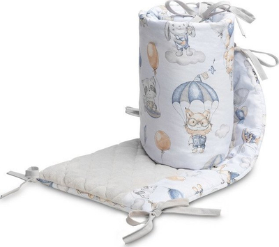 Mbështetës krevati për bebe Sensillo Flight in Clouds Plush Karo, kadife, 180x30 cm, gri