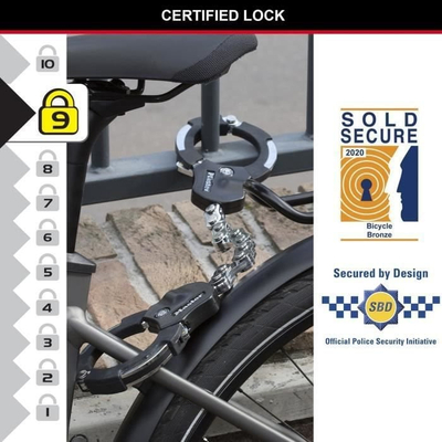 Dry biçiklete Master Lock Street Cuff 8290EURDPRO, me çelës, 55 cm, i zi