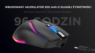 Maus gaming Rampage Vortex M1, wireless, 4800 DPI, i zi