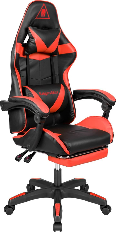 Karrige gaming Krüger&amp;Matz GX-150, deri 150kg, ergonomike, e zezë e kuqe