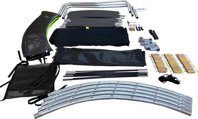 Trampolinë LeanSport Max 12ft, diametër 366cm, me rrjetë mbrojtëse, e zezë me jeshile