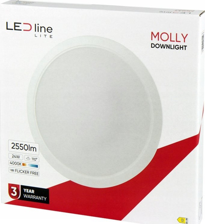 Panel tavanor LED Molly, 24W, 2550lm, 4000K, i bardhë
