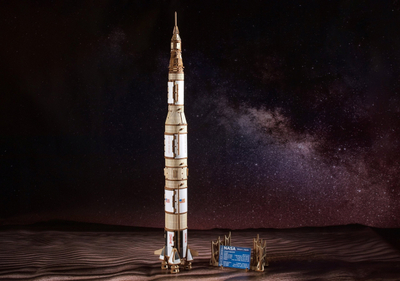 Puzzle 3D NASA Saturn V, model druri, edukativ, i bardhë natyral