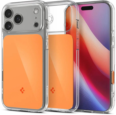 Futrollë telefoni Spigen Ultra Hybrid T MagSafe, iPhone 17 Pro Max, e tejdukshme, portokalli me shkëlqim