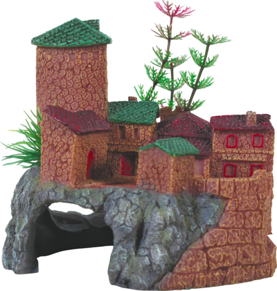 Dekor akullariumi Zolux Medieval Village Bridge, rrëshirë, 10 x 10 x 9.6 cm, shumëngjyrësh
