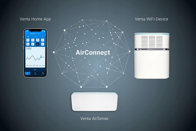 Lagështues ajri Venta AeroStyle LW73 WiFi, për 70 m², me ekran me prekje, i bardhë