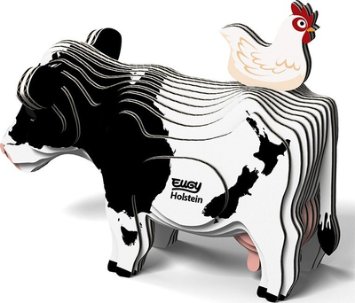 Puzzle 3D Eugy Holstein Cow, lodër kartoni, bardh e zi