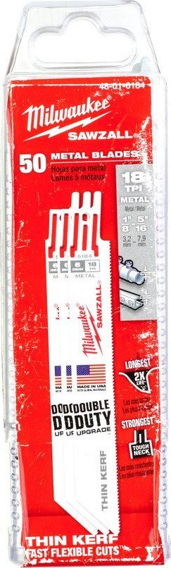Tehe sharre reciproke Milwaukee SAWZALL, 6", 18 TPI, set 50 copë
