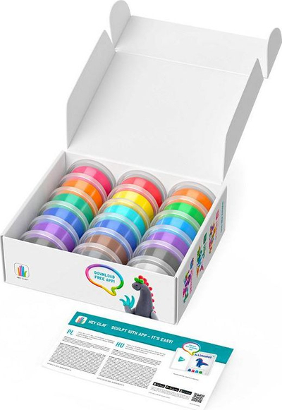 Set plasteline HEY CLAY Mega Dinos, 18 kavanoza, për dinosaurusë, shumëngjyrësh