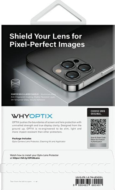 Mbrojtës alumini për kamerë Uniq Optix, për iPhone 14 6.1" dhe 14 Plus 6.7", argjendtë