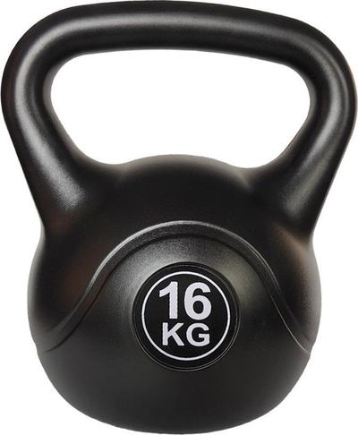 Kettlebell FUNFIT Gym Fitness, 16 kg, plastik, i zi
