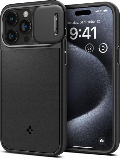 Kllëf telefoni Spigen Optik Armor MagFit për iPhone 16 Pro Max, me MagSafe, i zi