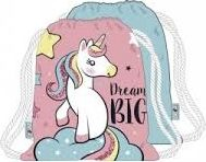 Çantë shpine Zaska Unicorn, për kalamaj, me litarë, rozë me blu