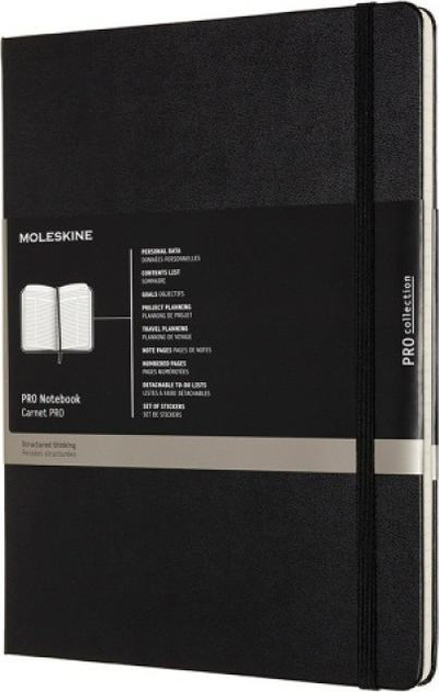 Fletore Moleskine Professional XL, 19x25 cm, 192 faqe, e zezë