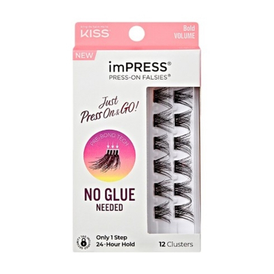 Qerpikë artificialë Kiss Impress Press on Falsies, Bold Volume, 12 cluster