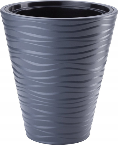 Vazo dekorative Prosperplast Sahara 35, e gjatë 40 cm, diametër 35 cm, antracit