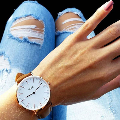 Orë dore Cluse Rose Gold White/Caramel