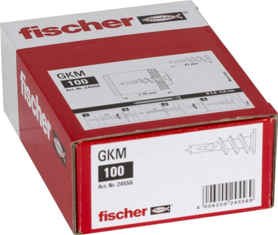 Set ankorash metali për gips Fischer GKM, 100 copë, për vida 4.0–5.0 mm, metalik
