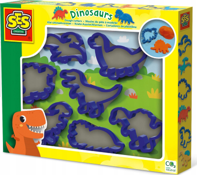 Set prerësa plasteline SES Creative Dinos, 7 forma, shumëngjyrëshe